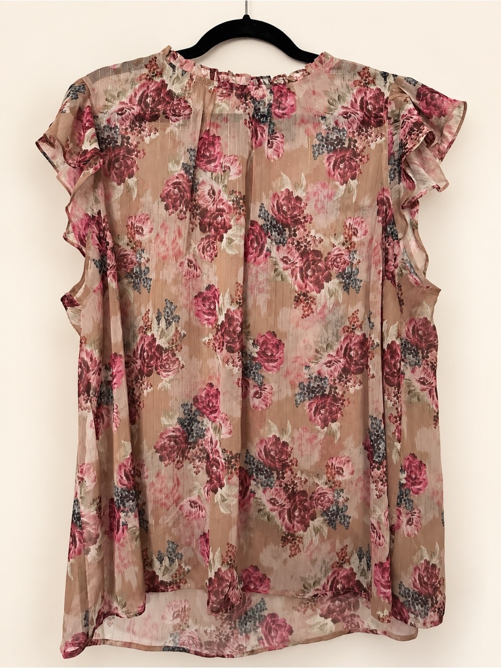 torrid Beige Floral Ruffle Sleeve Blouse
